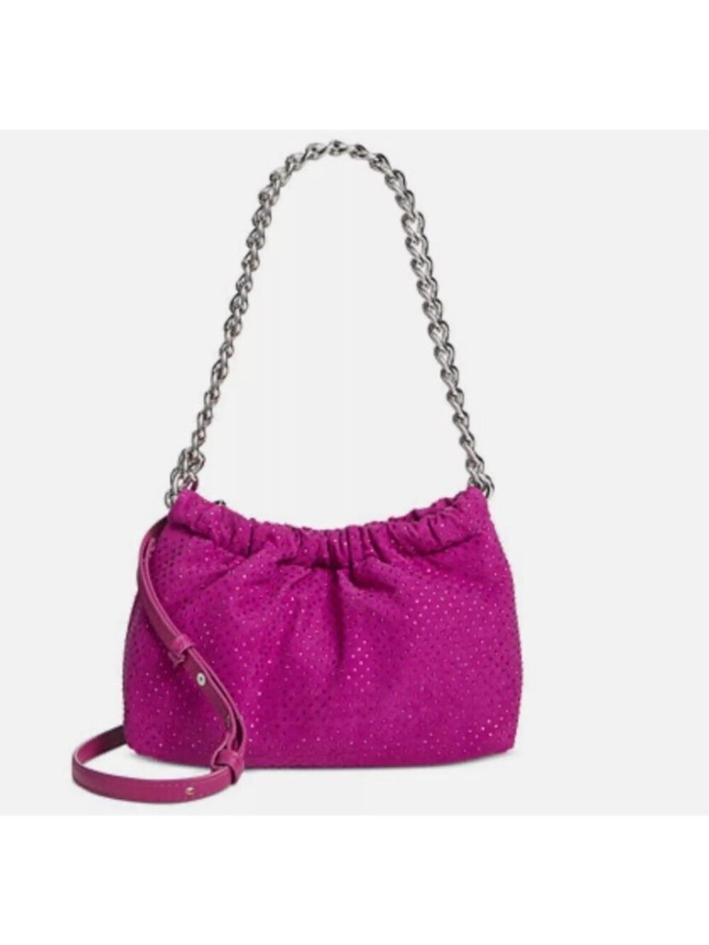 INC Rennata embellished chain link clutch shoulder crossbody-Burnish berry pink~